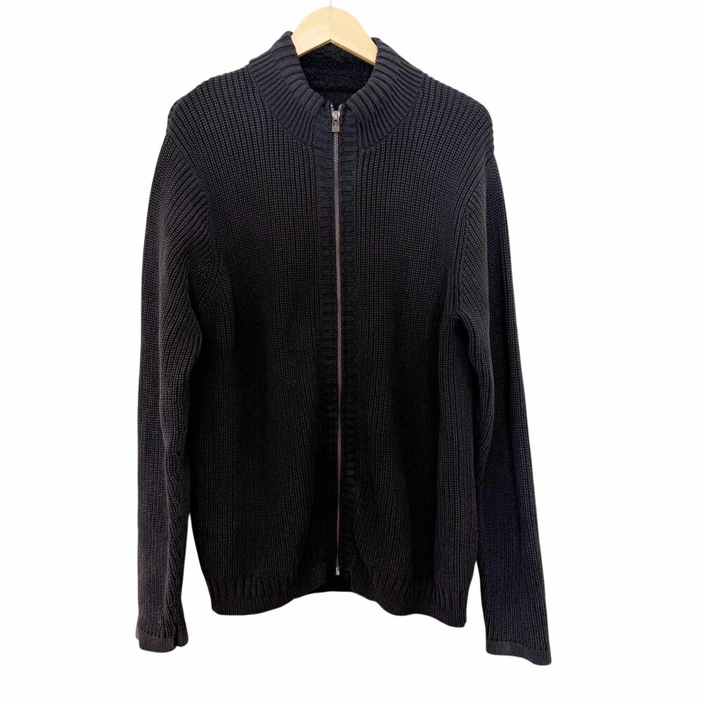 Carbon2Cobalt Black Knit Full Zip Sweater Sz L